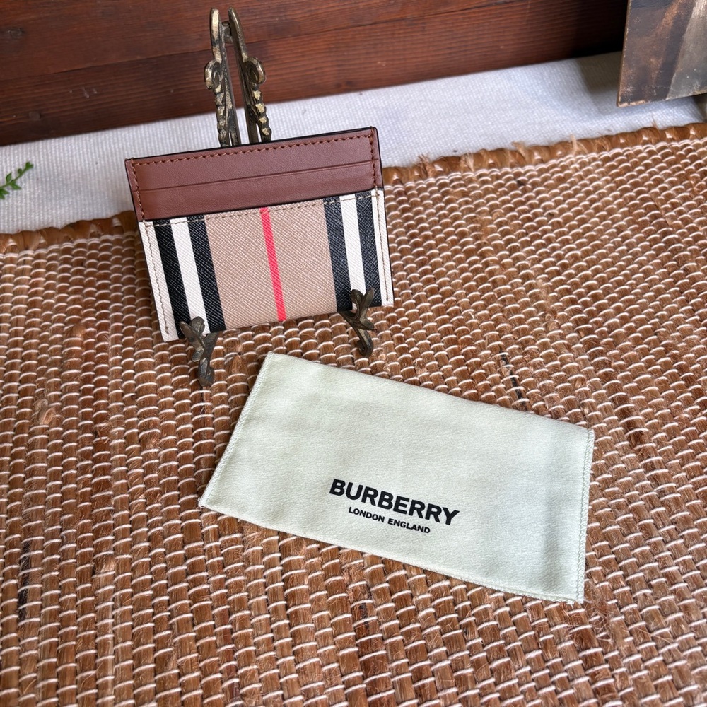 Burberry Classic Nova Check Leather Card Case Wallet Tan Red Black w/Dust Bag - Picture 3 of 6